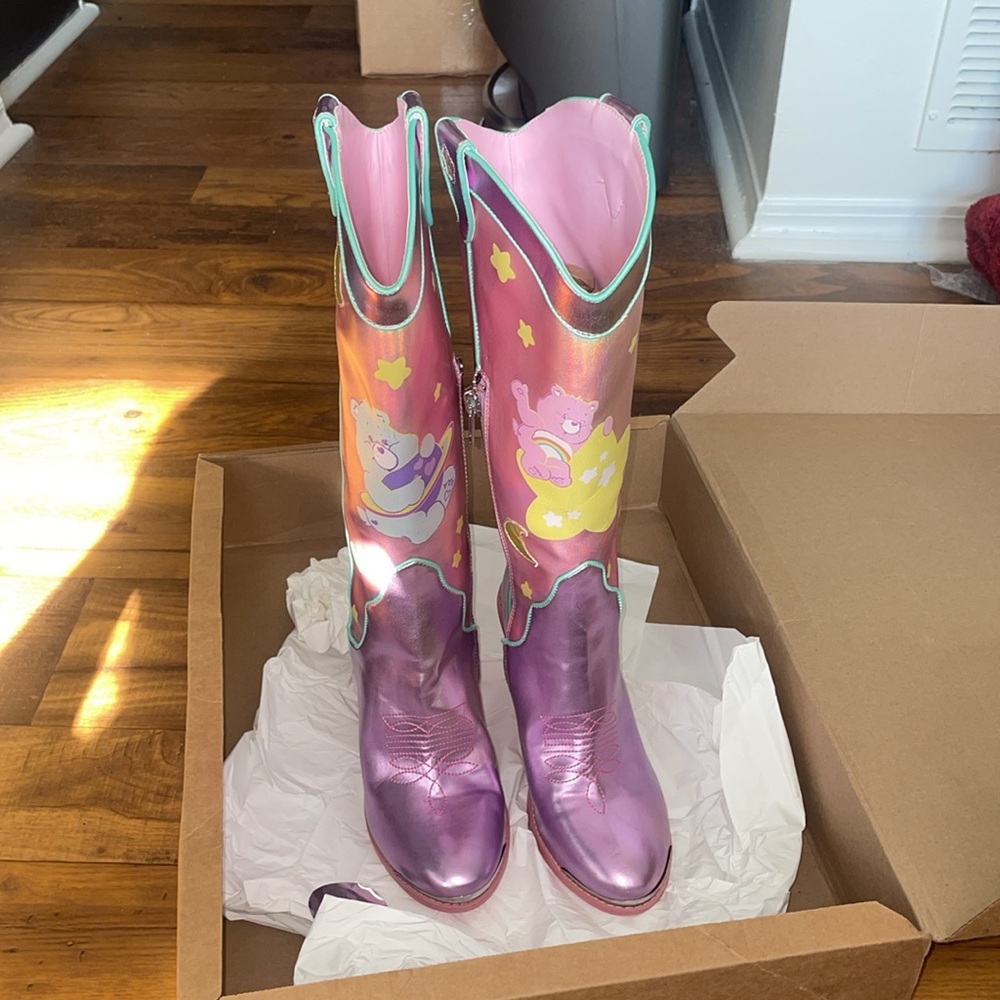 Dolls Kill Carebears Magical Moon Holographic Cowboy Boots - Picture 2 of 5
